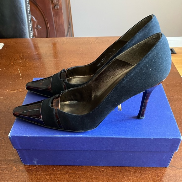 Stuart Weitzman Peacenik Black and Tortoiseshell Pumps 9.5M - Picture 3 of 7